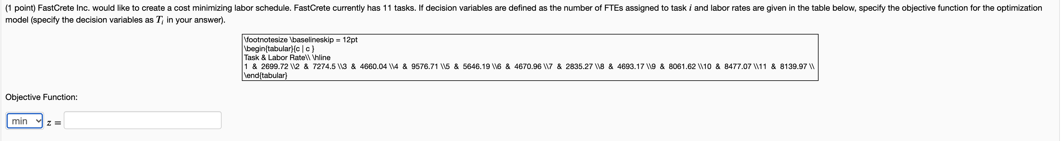 (1 point) FastCrete Inc. would like to create a