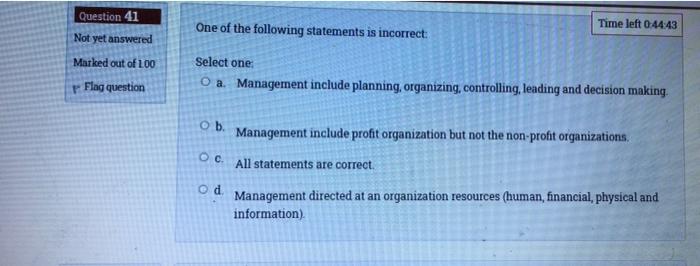 I need just the answer , please fast Question 41