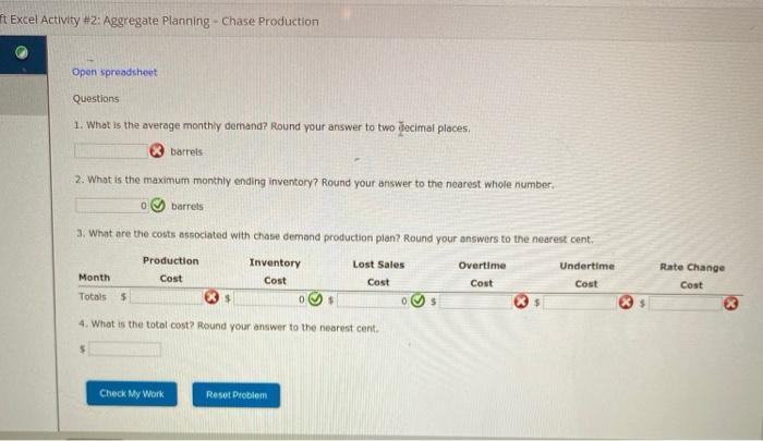 ft Excel Activity #2: Aggregate Planning - Chase