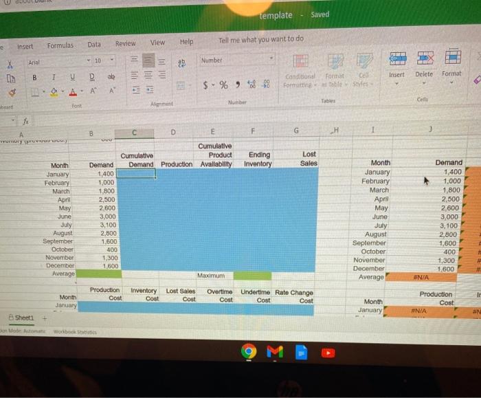 ft Excel Activity #2: Aggregate Planning - Chase