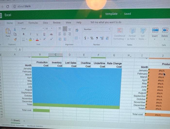 ft Excel Activity #2: Aggregate Planning - Chase