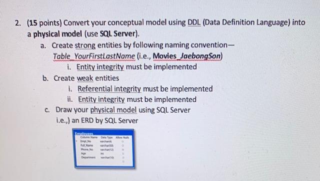 1. (12 points) Produce your conceptual model