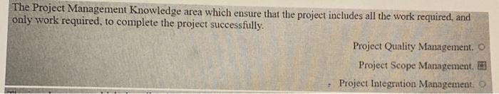 The Project Management Knowledge area which