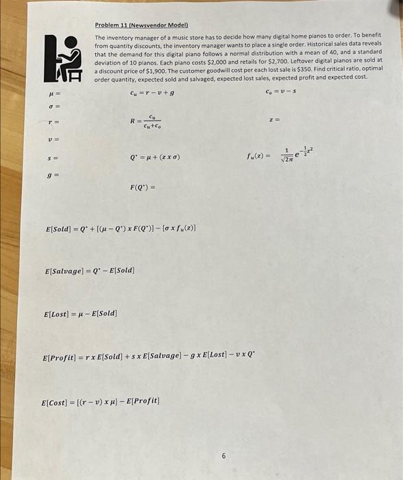 Problem 6 (Reorder Point Ordering-1) Annual