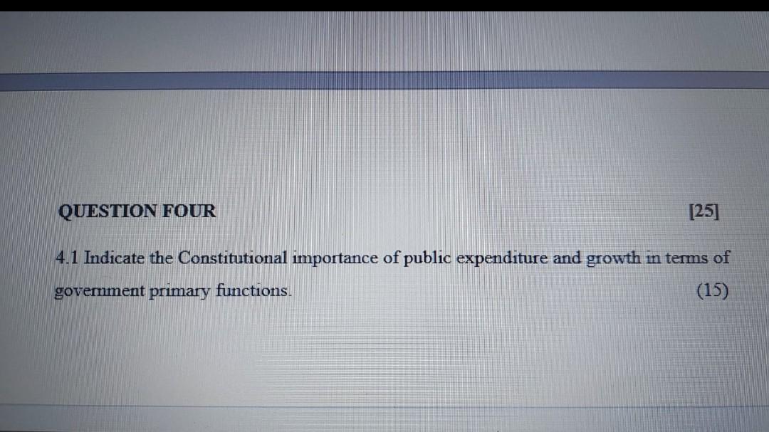 QUESTION FOUR [25] 4.1 Indicate the