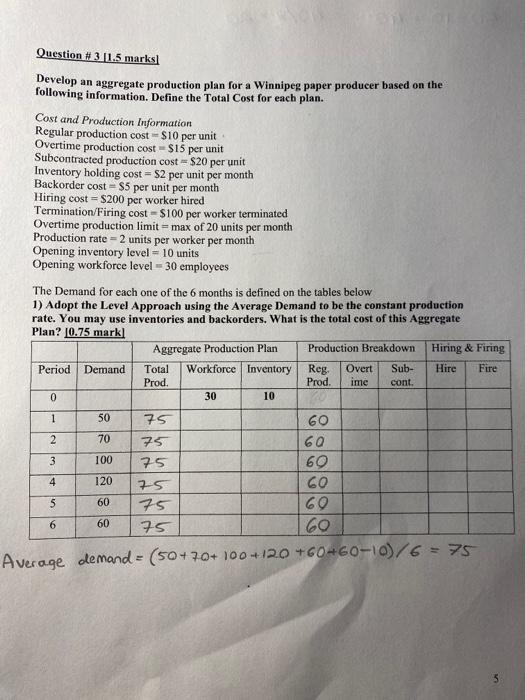 Question #3 11.5 marks Develop an aggregate