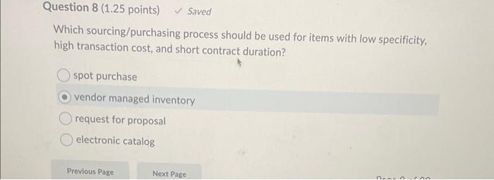 Which sourcing/purchasing process should be used