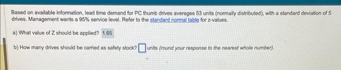based on avaluable information lead time demand