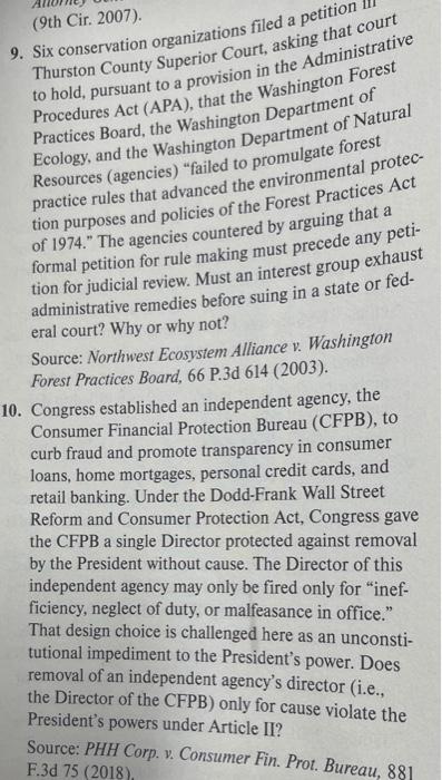 (9th Cir. 2007). 9. Six conservation