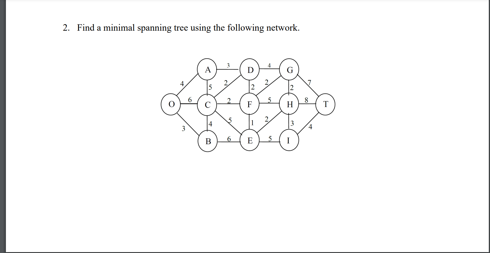 2. Find a minimal spanning tree using the