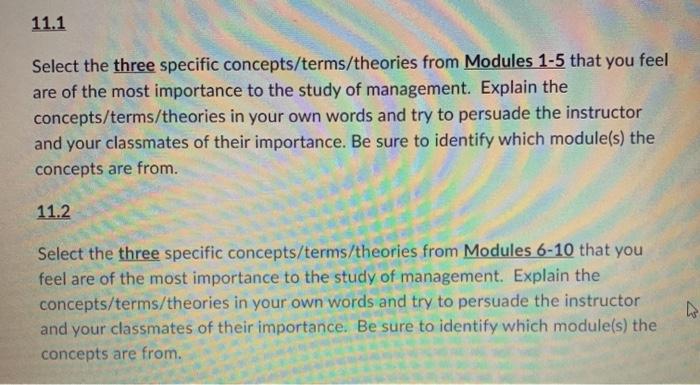 11.1 Select the three specific