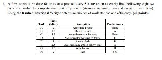 Facilities Layout & Material Handling 8. A firm