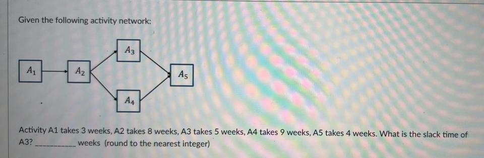 Given the following activity network: Activity A1