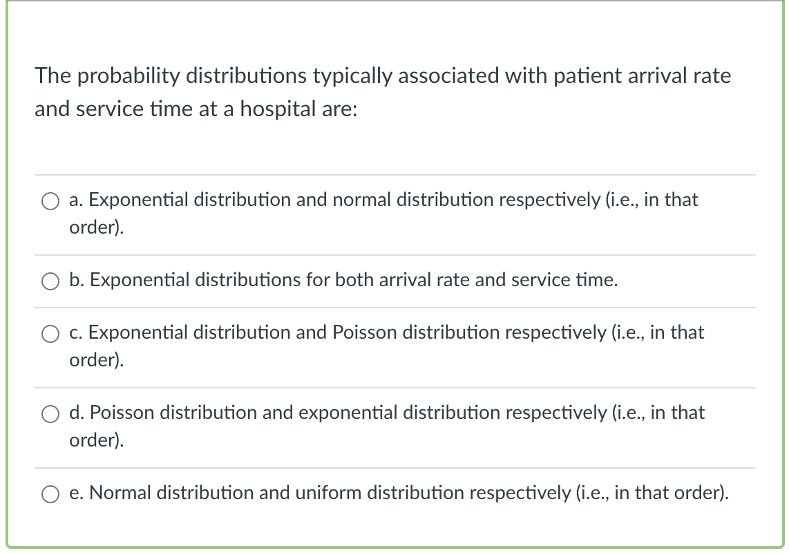 The probability distributions typically