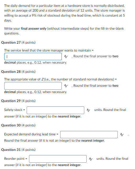 The daily demand for a particular item at a