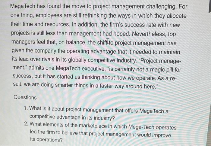 ANSWER THE QUESTIONS ASAP CASE STUDY 1.1 Mega