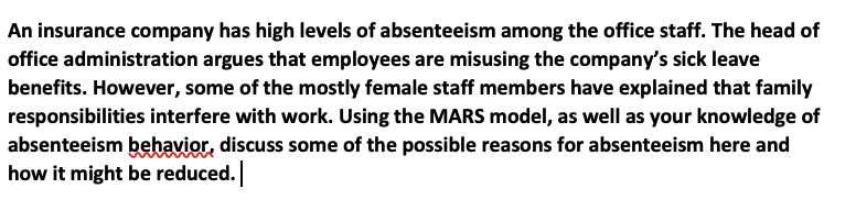 An insurance company has high levels of