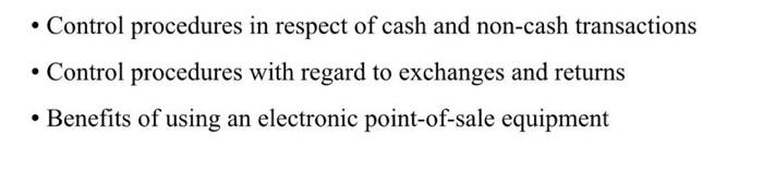 Control procedures in respect of cash and