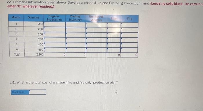 Problem 13-5 (Algo) A firm must plan production