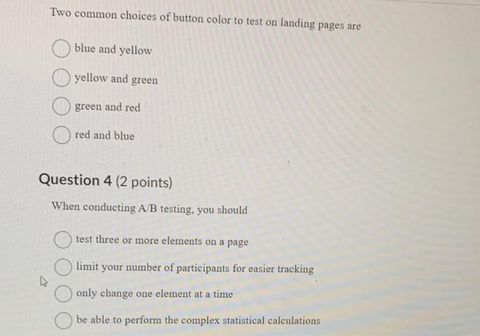 Two common choices of button color to test on