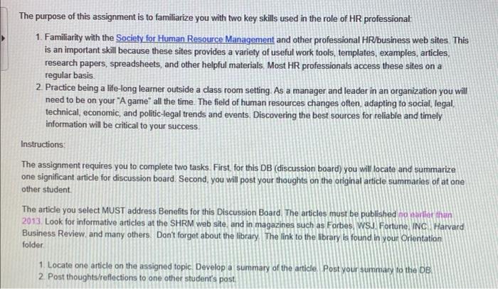 The purpose of this assignment is to familiarize