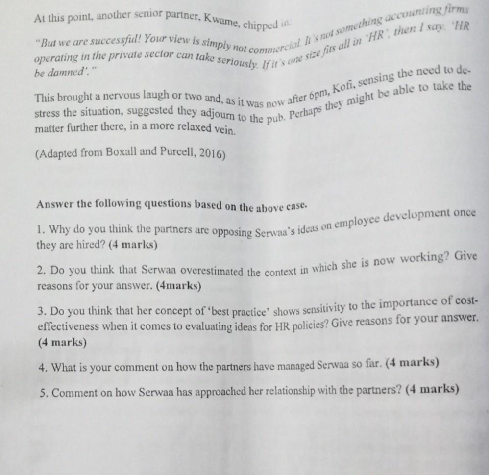 questions that follow appoint HR specialists Case