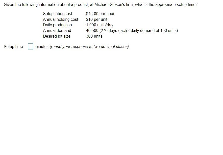 Given the following information about a product,