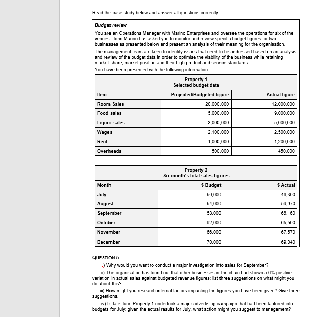 Read the case study below and answer all
