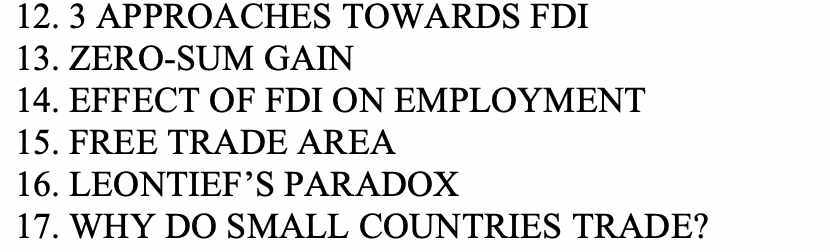 Global Business class Briefly explain each