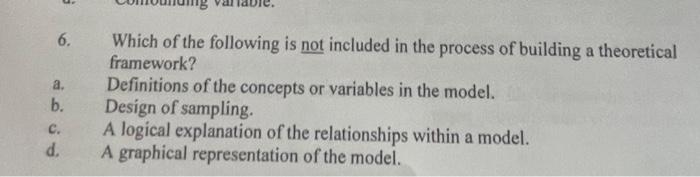 6. Which of the following is not included in the