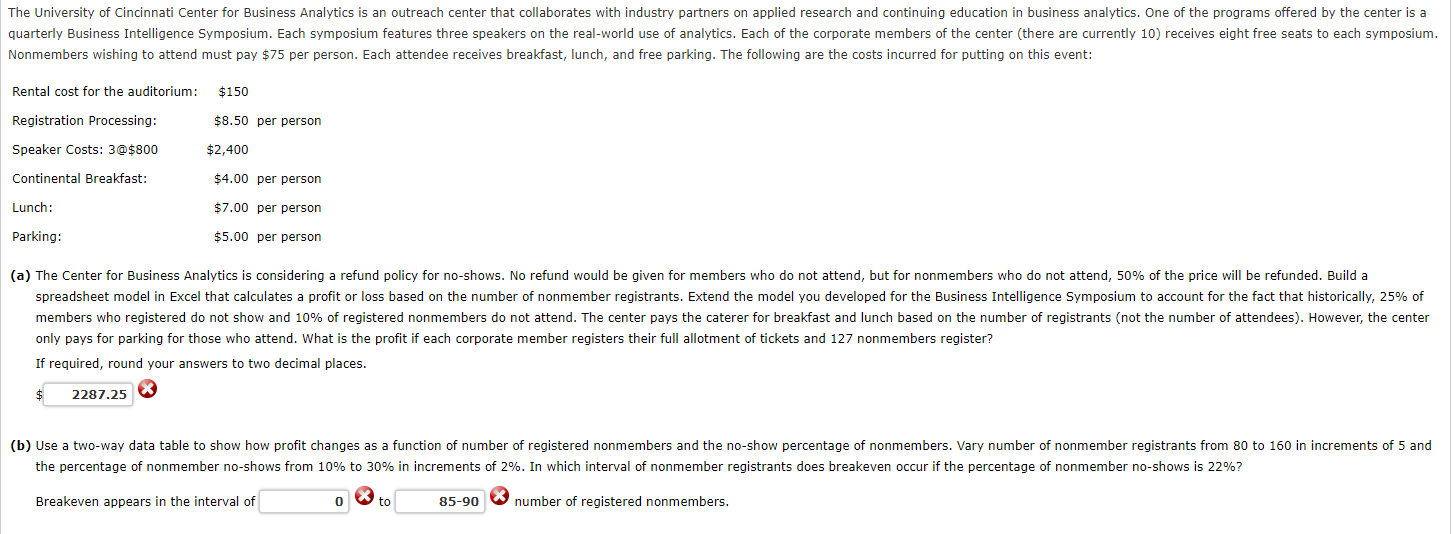If required, round your answers to two decimal