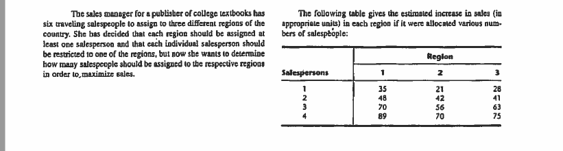 Solve using forward recursion The sales mansger