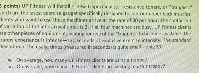 points) UP Fitness will install 4 new trapezoidal