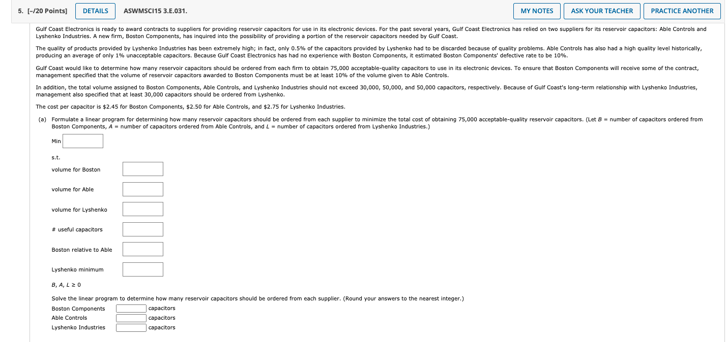 5. [-120 Points] DETAILS ASWMSCI15 3.E.031. MY