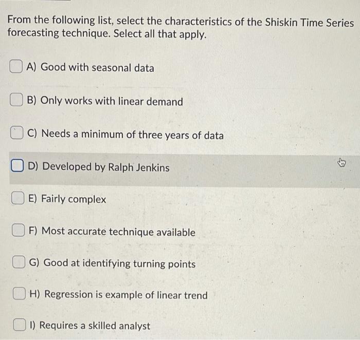 From the following list, select the