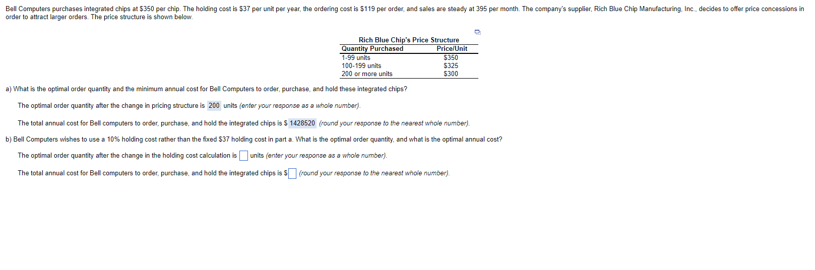 Please help with part B! a) What is the optimal