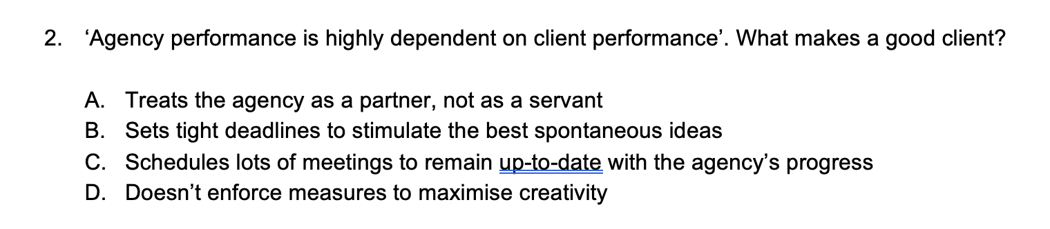 2. 'Agency performance is highly dependent on