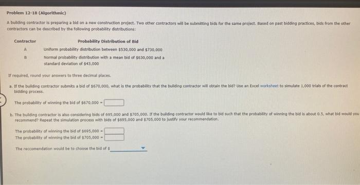 A Problem 12-18 (Algorithmic) A buliding