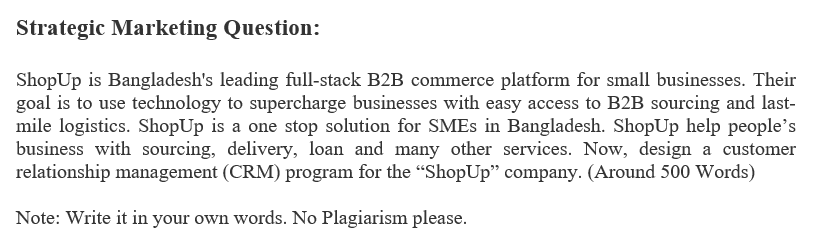 Strategic Marketing Question: ShopUp is