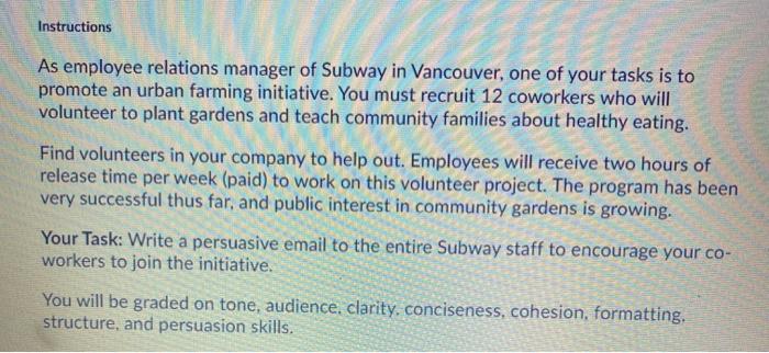 Instructions As employee relations manager of