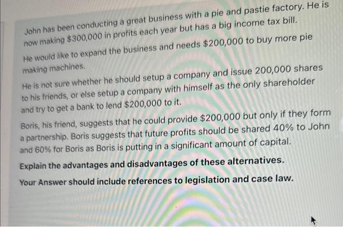 Subject : Companies and Securities law John has