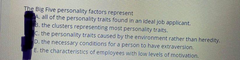 The Big Five personality factors represent A. all
