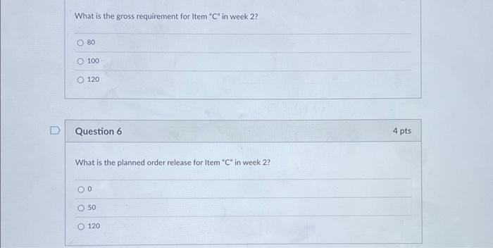 Alyssa wants to develop an MRP. The data from the
