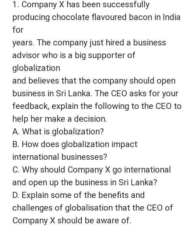 1. Company X has been successfully producing