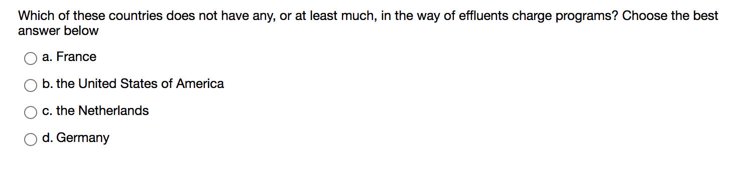Which of these countries does not have any, or at