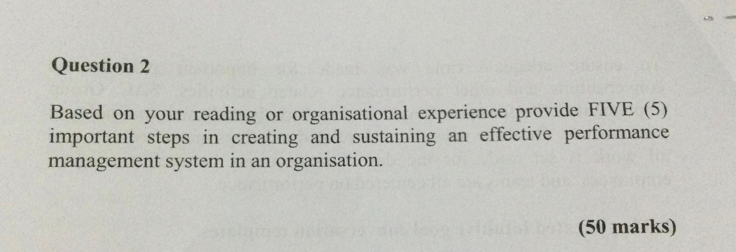 Based on your reading or organisational