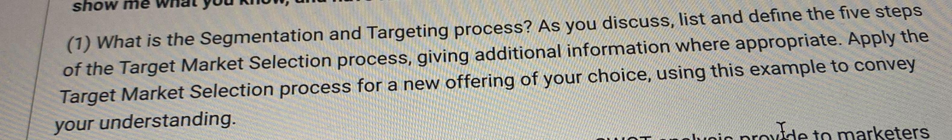 show me (1) What is the Segmentation and