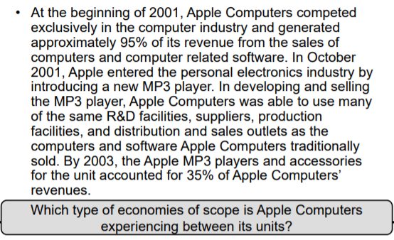 Which type of economies of scope is Apple
