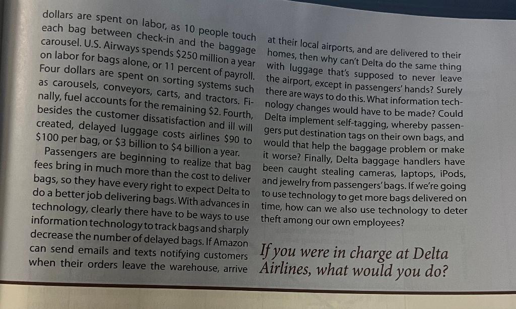 Read the "What would you do?" regarding Delta