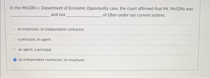 In the McGillis v. Department of Economic